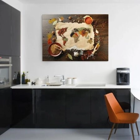 Πινακας σε καμβά SPICES MAP - Food and Drink