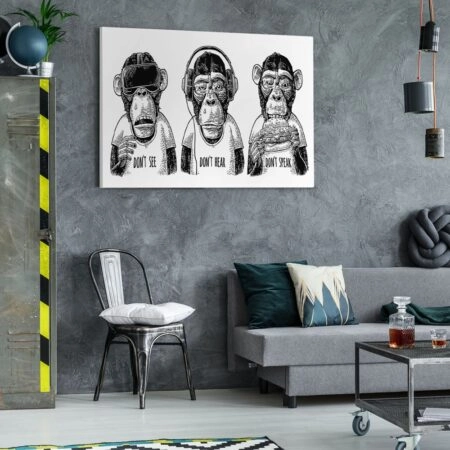Πινακας σε καμβά THREE WISE DRESSED MONKEYS - Ζωα