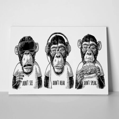 Πινακας σε καμβά THREE WISE DRESSED MONKEYS - Ζωα Sticky 1