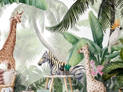 Αυτοκόλλητη Ταπετσαρία τοίχου TROPICAL JUNGLE WATERCOLOR - Παιδικές Ταπετσαρίες
