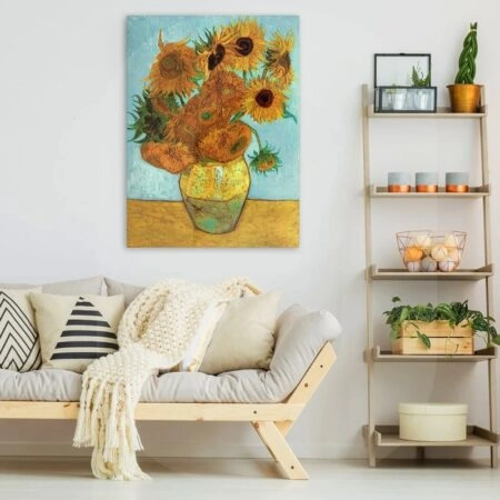 Πινακας σε καμβά Πίνακας VAN GOGH - SUNFLOWERS TURQUOISE