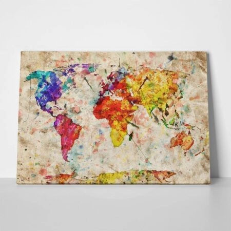 Πινακας σε καμβά WATERCOLOR MAP - Χαρτες Sticky 1