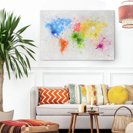 Πινακας σε καμβά WORLD MAP PAINTING