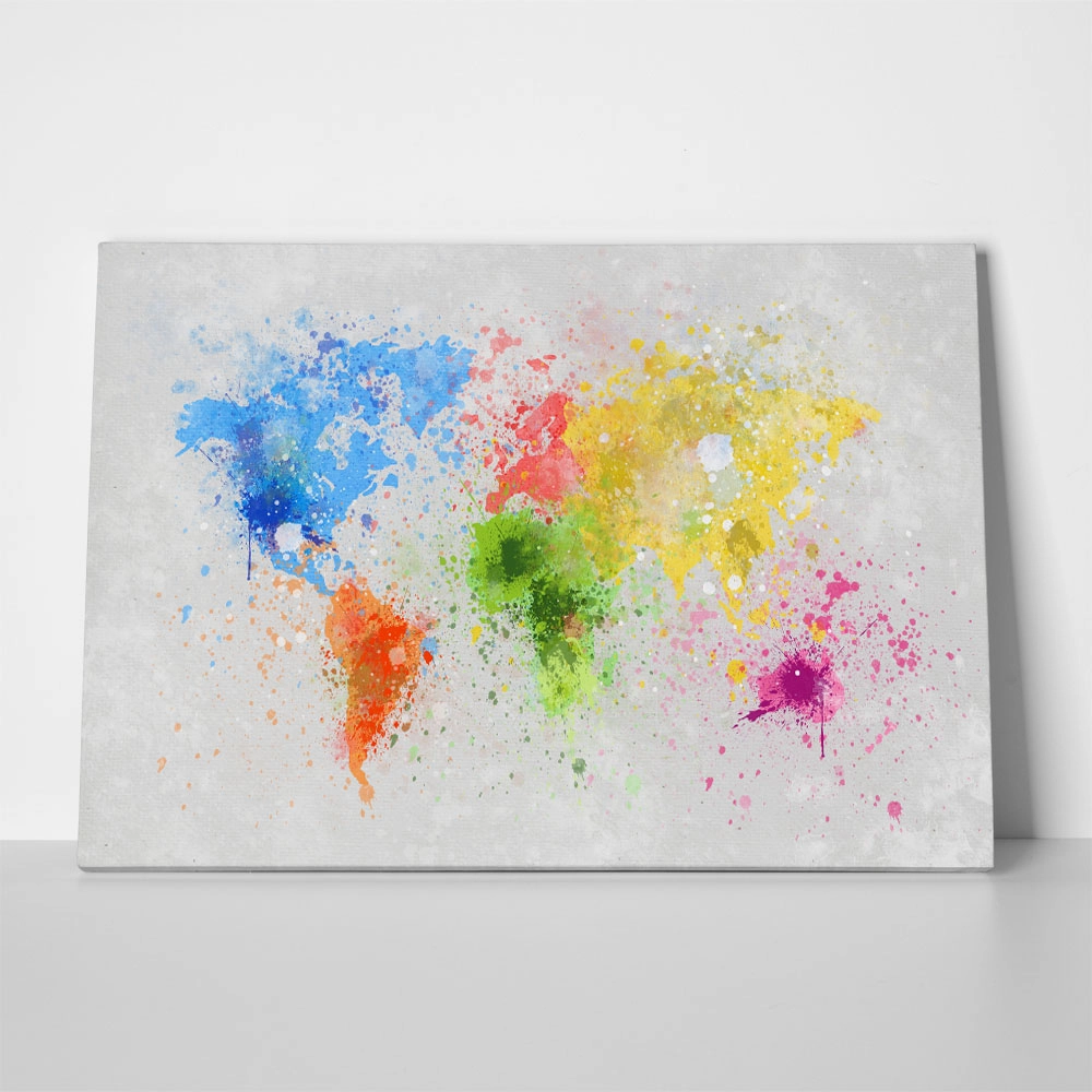 Πινακας σε καμβά WORLD MAP PAINTING