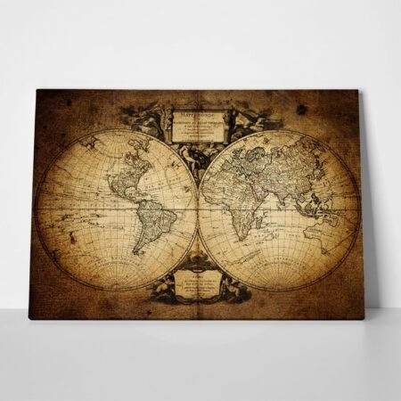 Πινακας σε καμβά OLD WORLD MAP 1752 - Χαρτες Sticky 1