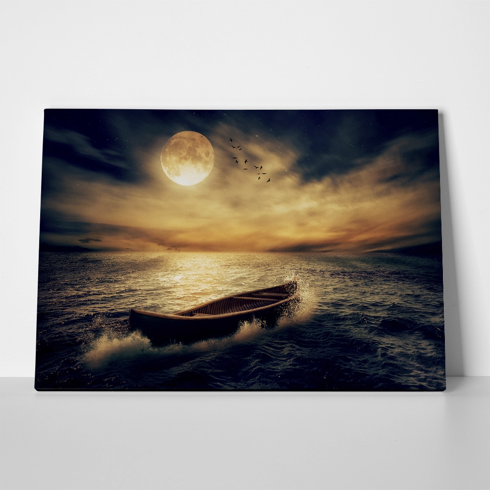 Πινακας σε καμβά BOAT SUNSET