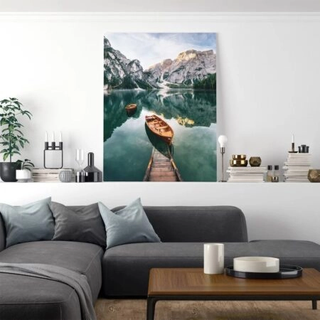 Πινακας σε καμβά BOATS IN BRAIES LAKE