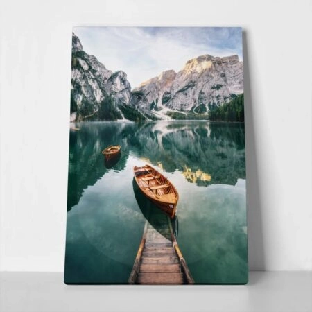 Πινακας σε καμβά BOATS IN BRAIES LAKE - Λιμνες - Ποταμια Sticky 1