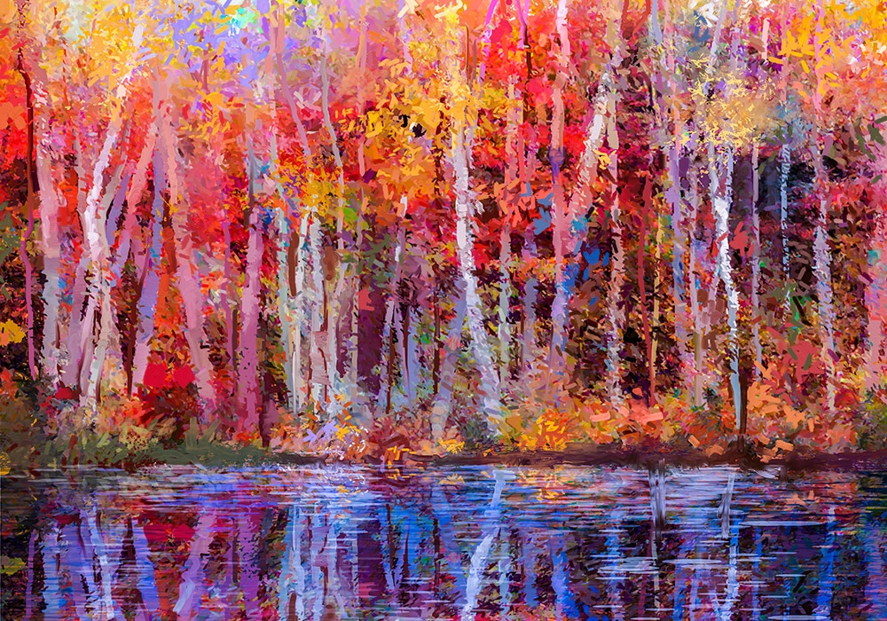 Πινακας σε καμβά COLORFUL TREE REFLECTION