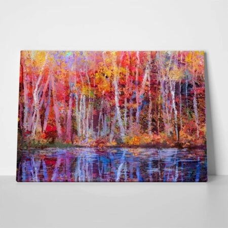 Πινακας σε καμβά COLORFUL TREE REFLECTION - Λιμνες - Ποταμια