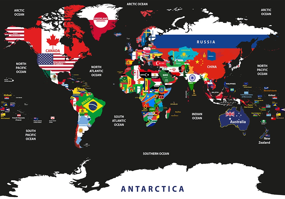 Πινακας σε καμβά COUNTRY FLAGS WORLD MAP