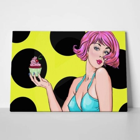 Πινακας σε καμβά CUPCAKE WOMAN POP ART