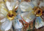 Πινακας σε καμβά DAFFODILS PALE YELLOW DELICATE FLOWERS
