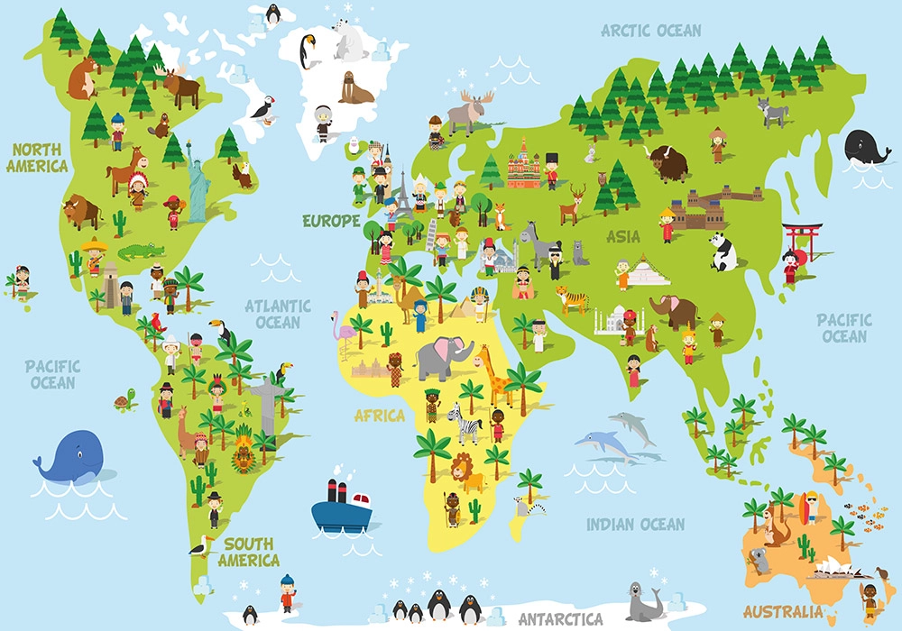 Πινακας σε καμβά DOODLE WORLD MAP