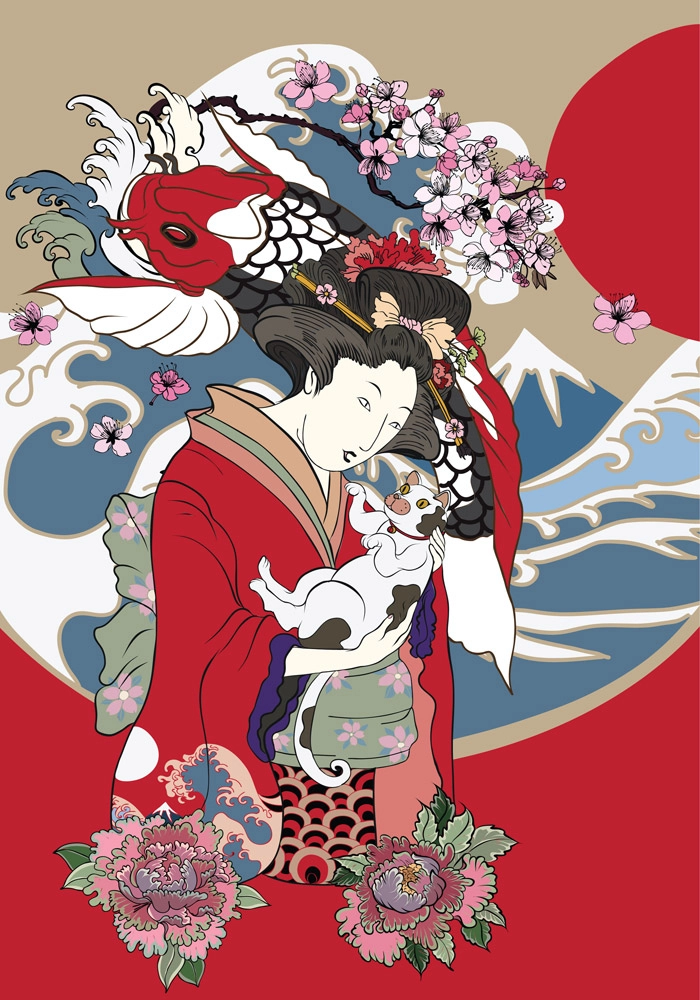 Πινακας σε καμβά FISH TRADITIONAL JAPANESE PAINTING