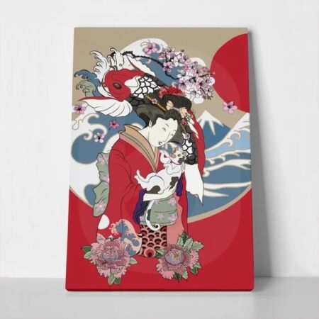 Πινακας σε καμβά FISH TRADITIONAL JAPANESE PAINTING - Πορτραιτα και Φιγουρες Sticky 1