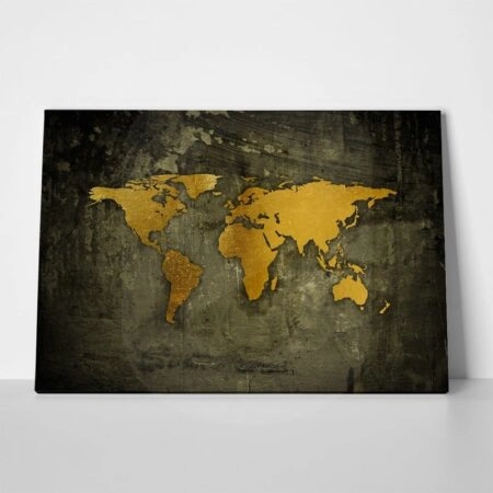 Πινακας σε καμβά GOLDEN WORLD MAP