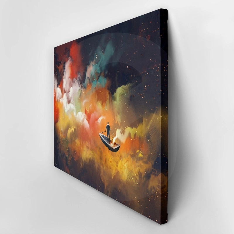 Πινακας σε καμβά MAN ON BOAT IN SPACE
