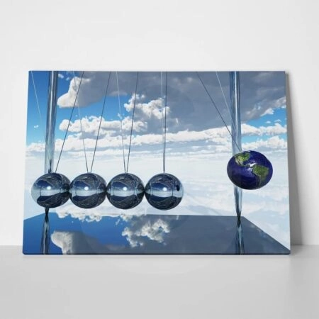 Πινακας σε καμβά NEWTONS CRADLE EARTH 1