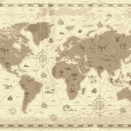 Πινακας σε καμβά RETRO STYLED WORLD MAP - Χαρτες Sticky 4