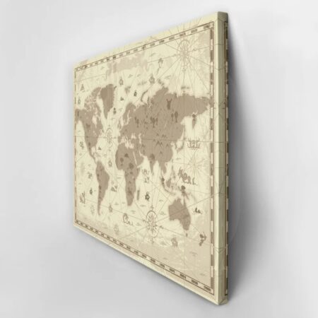 Πινακας σε καμβά RETRO STYLED WORLD MAP - Χαρτες Sticky 2