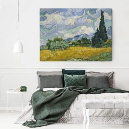 Πινακας σε καμβά VAN GOGH - WHEAT FIELD WITH CYPRESS TREES