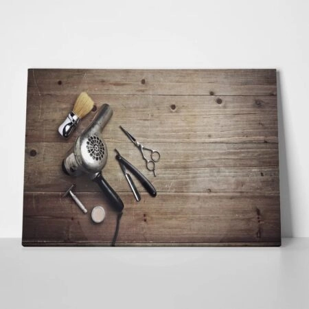 Πινακας σε καμβά VINTAGE BARBER EQUIPMENT
