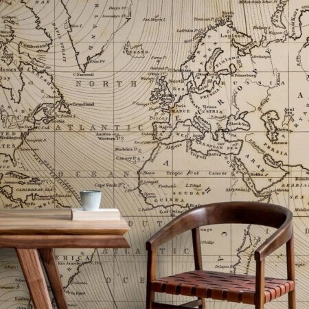 Αυτοκόλλητη Ταπετσαρία τοίχου VINTAGE WORLD MAP - Χάρτες - Πόλεις Sticky 1