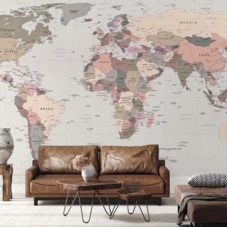 Αυτοκόλλητη Ταπετσαρία τοίχου WORLD MAP - Χάρτες - Πόλεις Sticky 1