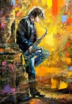 Πινακας σε καμβά YOUNG GUY PLAYING A SAXOPHONE