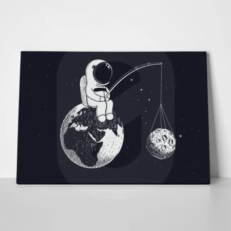 Πινακας σε καμβά ASTRONAUT FISHING MOON