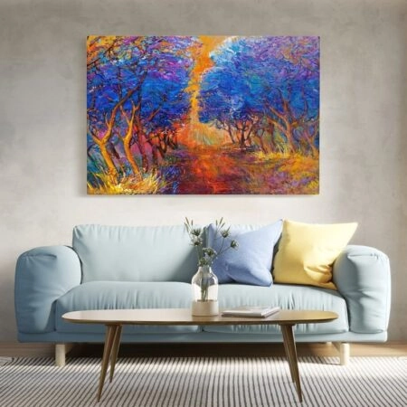 Πινακας σε καμβά AUTUMN FOREST PAINTING - Υπαιθρος