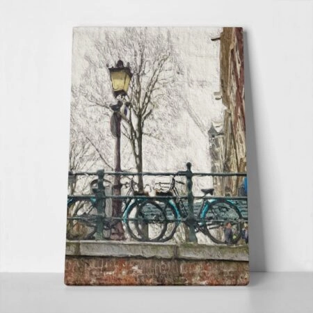 Πινακας σε καμβά BICYCLES ON BRIDGE