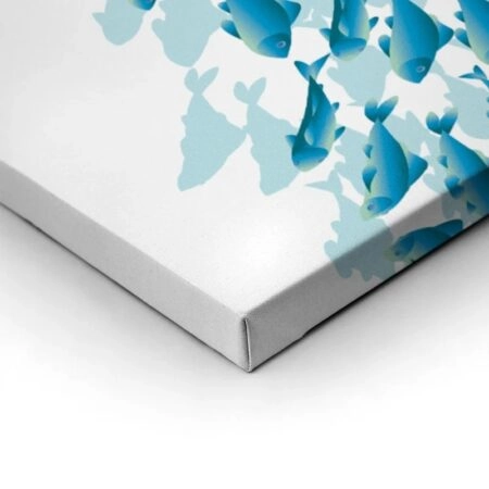 Πινακας σε καμβά BLUE SCHOOL FISH - Ψαρια - Ζωα της θαλασσας Sticky 1