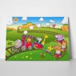 Πινακας σε καμβά CUTE ANIMALS TRAIN