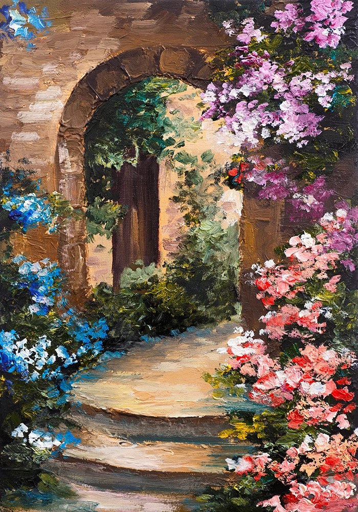 Πινακας σε καμβά FLOWERS AROUND THE TERRACE