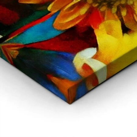 Πίνακας σε καμβά GERBERA AND CHRYSANTHEMUMS CUBISM - Χρυσανθεμα Sticky 1