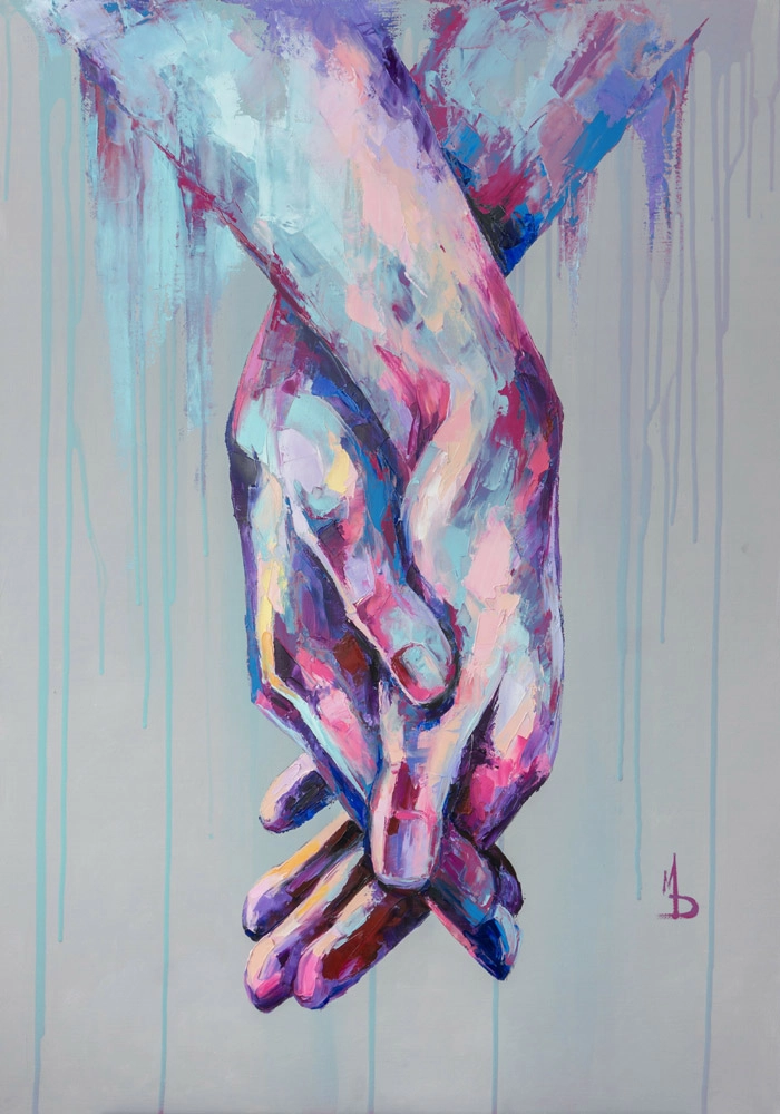 Πινακας σε καμβά HOLDING HANDS OIL PAINTING