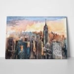 Πινακας σε καμβά MANHATTAN SKYSCRAPERS AT SUNSET