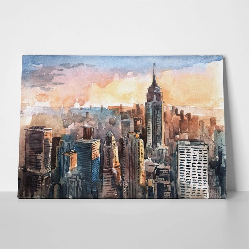 Πινακας σε καμβά MANHATTAN SKYSCRAPERS AT SUNSET