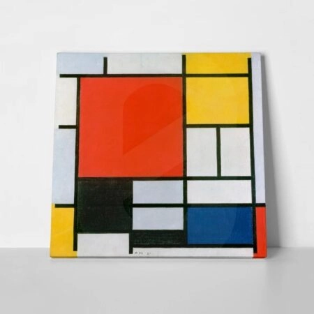 Πίνακας σε καμβά MONDRIAN - COMPOSITION WITH LARGE RED PLANE YELLOW BLACK GRAY AND BLUE - Mondrian Piet Sticky 1