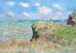 Πινακας σε καμβά MONET - WALK ON THE CLIFF AT POURVILLE