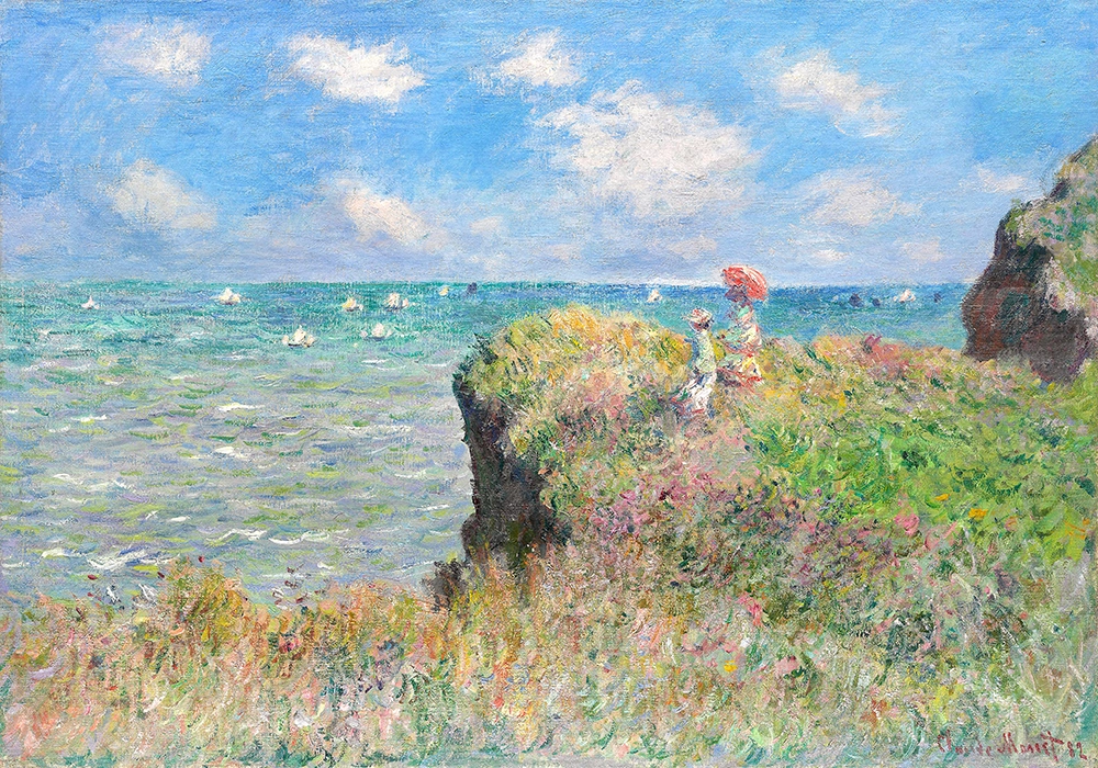 Πινακας σε καμβά MONET - WALK ON THE CLIFF AT POURVILLE