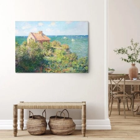 Πινακας σε καμβά MONET - FISHERMAN'S COTTAGE AT VARENGEVILLE - Παραθαλασσιες πολεις και χωρια