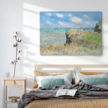 Πινακας σε καμβά MONET - WALK ON THE CLIFF AT POURVILLE