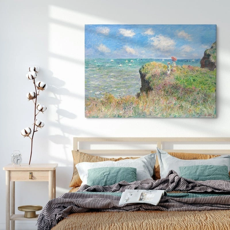Πινακας σε καμβά MONET - WALK ON THE CLIFF AT POURVILLE
