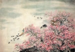 Πινακας σε καμβά PINK CHINESE LANDSCAPE