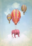 Πινακας σε καμβά PINK ELEPHANT WITH BALLOONS
