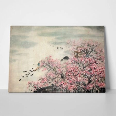Πινακας σε καμβά PINK CHINESE LANDSCAPE