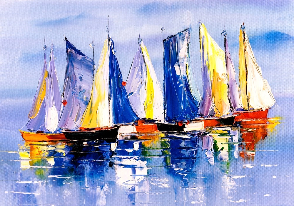 Πινακας σε καμβά SAILBOATS ON CALM WATERS